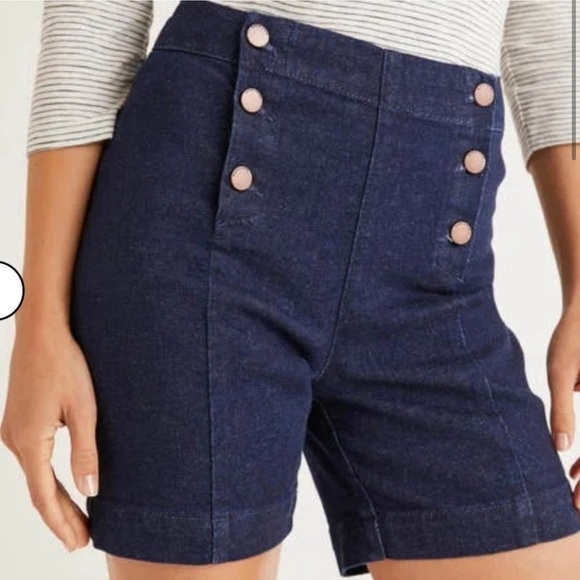 Boden Fife Denim Sailor Shorts Dark Wash Stretch 4” sz 8 - Picture 7 of 9